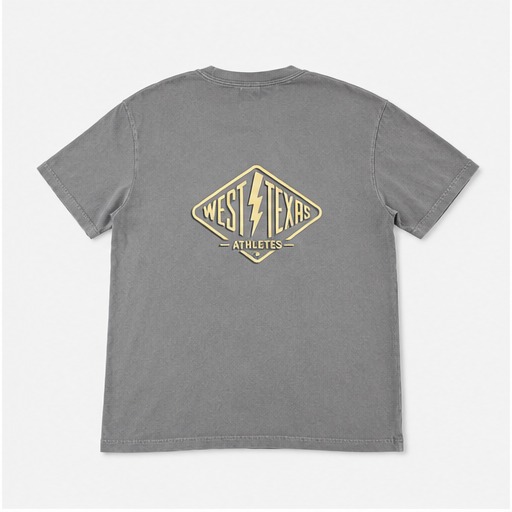 West Texas Bolt Tee in Faded Blue — back crest print